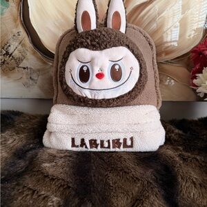 Cute Brown and Cream Labubu Plush Pillow